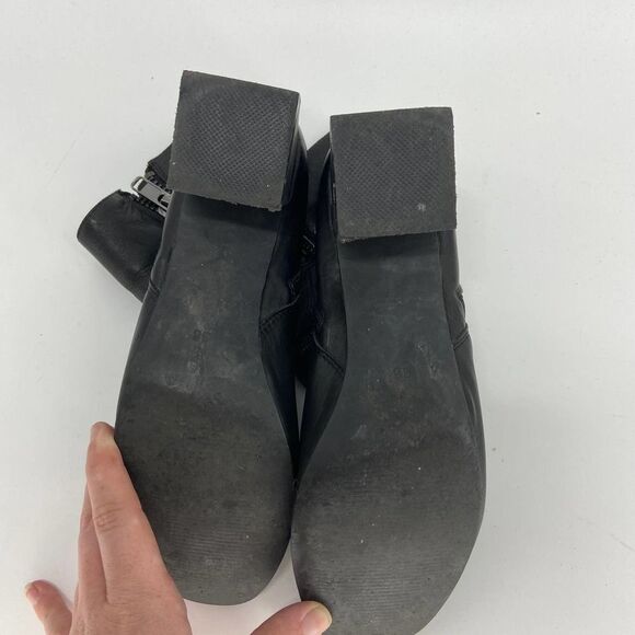 Intentionally Blank Fit Black Leather Geometric Chunky Heel Ankle Boot Womens 38 - Picture 7 of 10